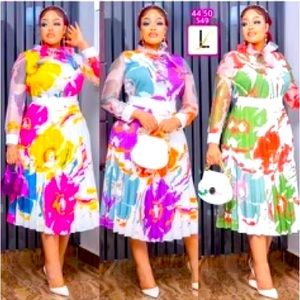 Colorful pleated Easter dress